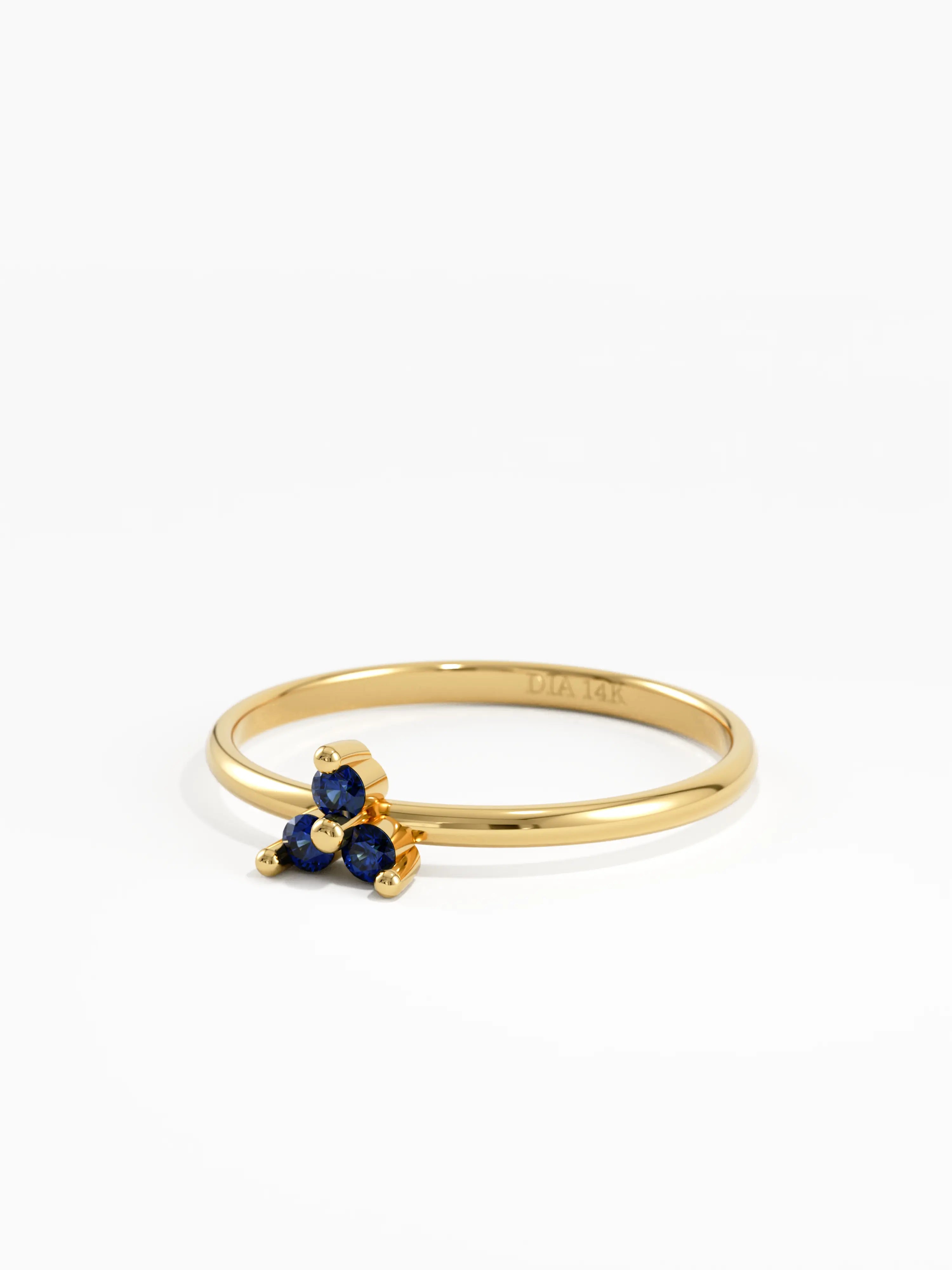 Sapphire Trefoil Stacking Ring, solid gold ring, view 8 | DiaFifth