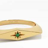 Emerald Star Signet Ring, solid gold ring, view 2 | DiaFifth