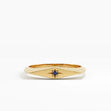 Sapphire Star Signet Ring, solid gold ring | DiaFifth