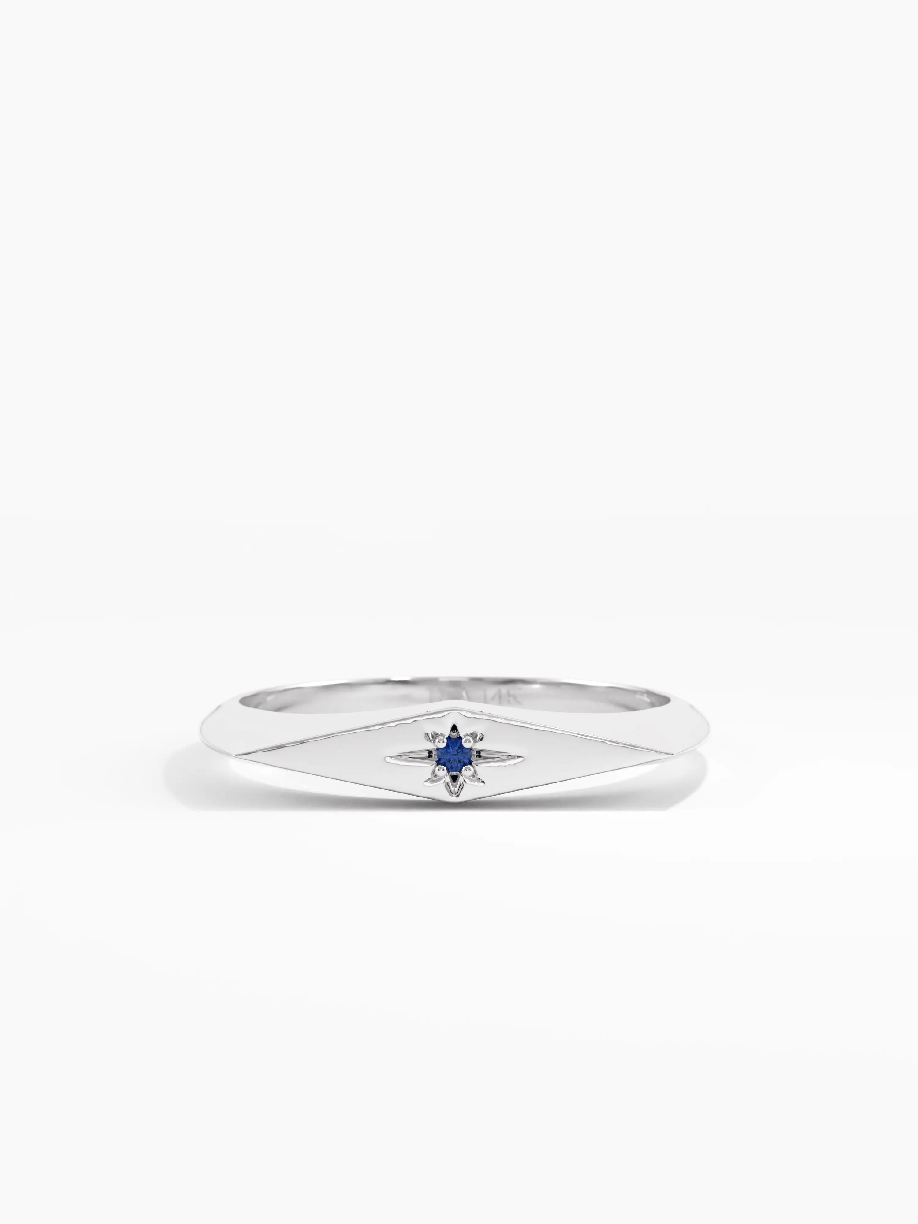 Sapphire Star Signet Ring, solid gold ring, view 7 | DiaFifth
