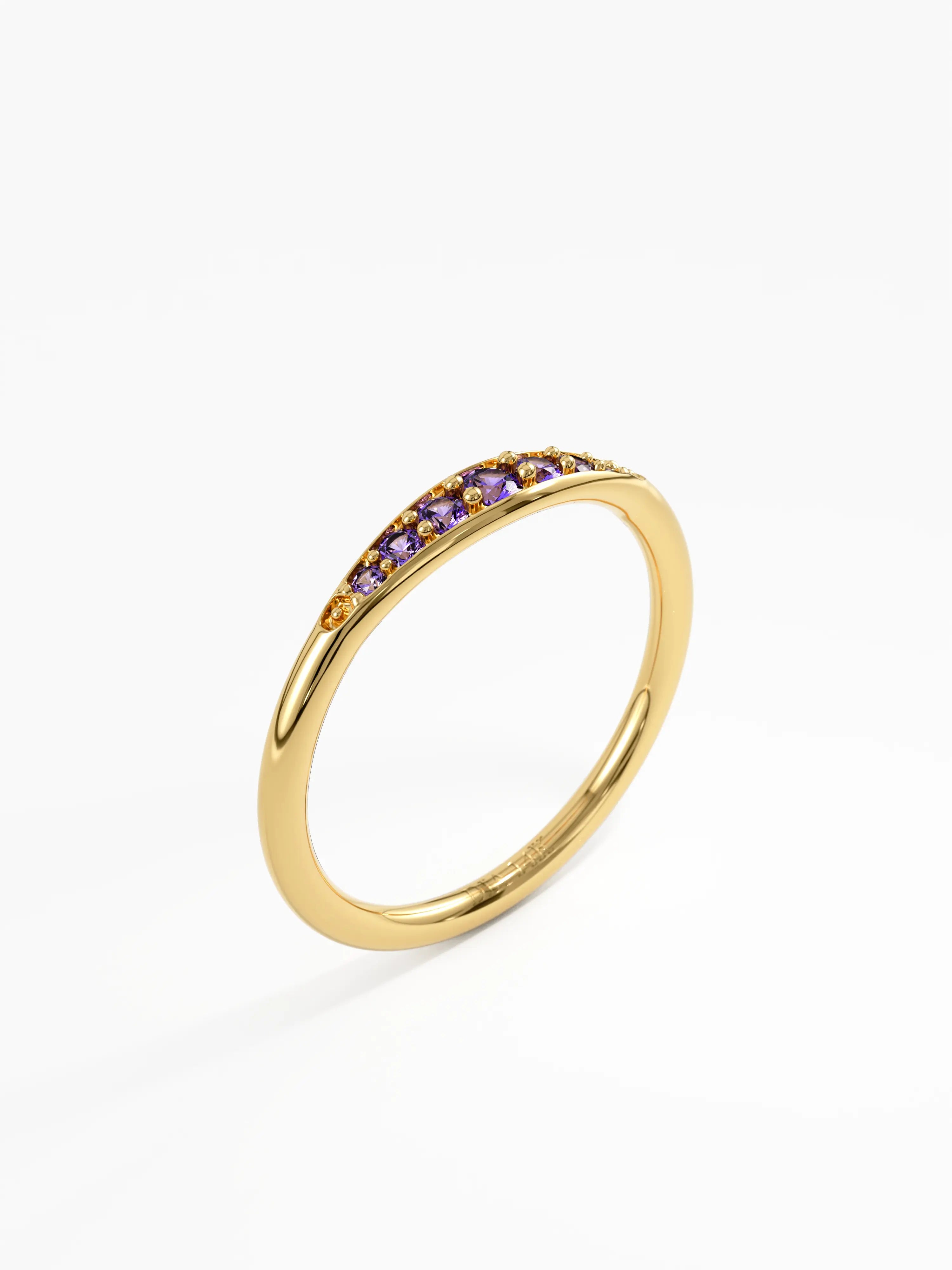 Amethyst Stacking Ring, solid gold ring, view 5 | DiaFifth