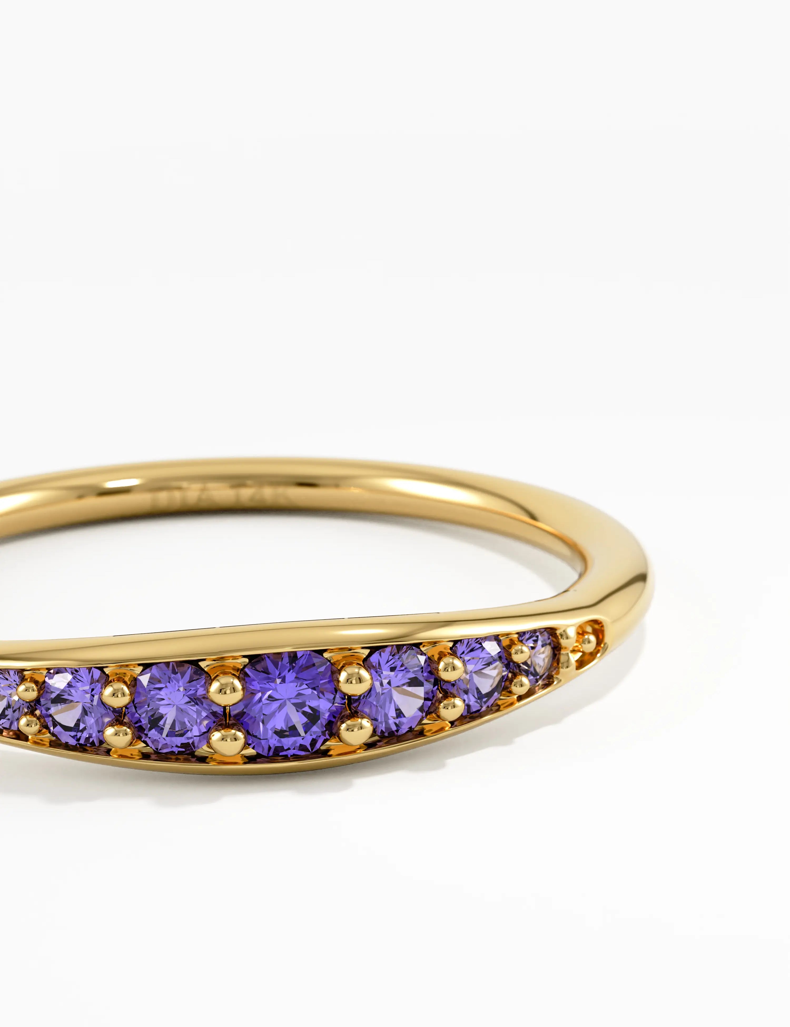 Amethyst Stacking Ring, solid gold ring, view 2 | DiaFifth
