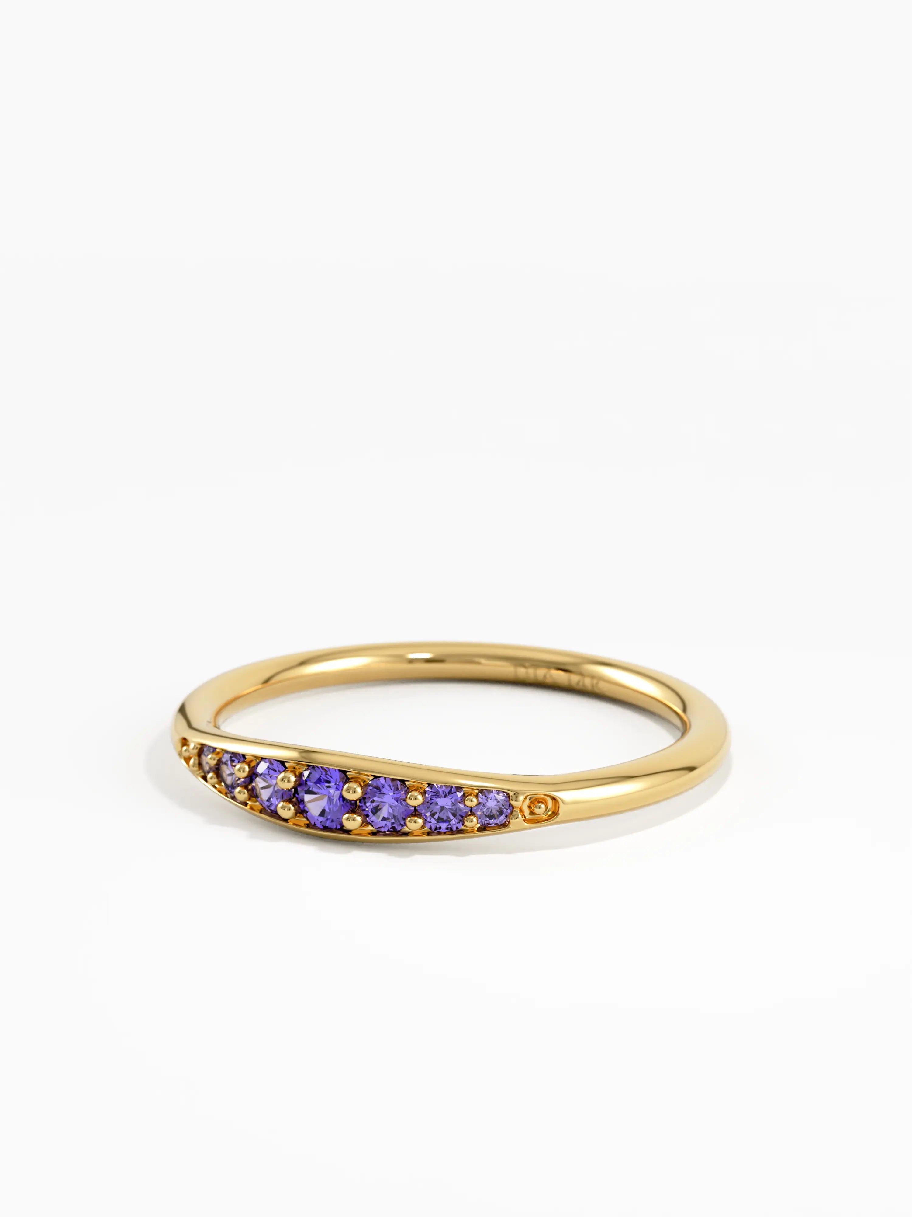 Amethyst Stacking Ring, solid gold ring, view 8 | DiaFifth