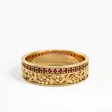 Pave Ruby Flower Wedding Band, solid gold ring, view 8 | DiaFifth