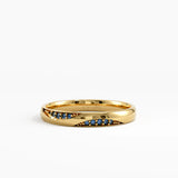 Wavy Sapphire Wedding Band, solid gold ring | DiaFifth