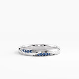 Wavy Sapphire Wedding Band, solid gold ring, view 7 | DiaFifth
