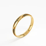Wavy Sapphire Wedding Band, solid gold ring, view 5 | DiaFifth