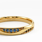 Wavy Sapphire Wedding Band, solid gold ring, view 2 | DiaFifth
