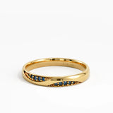 Wavy Sapphire Wedding Band, solid gold ring, view 8 | DiaFifth