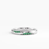 Wavy Emerald Wedding Band, solid gold ring, view 7 | DiaFifth