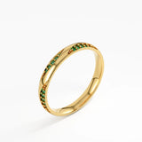 Wavy Emerald Wedding Band, solid gold ring, view 5 | DiaFifth