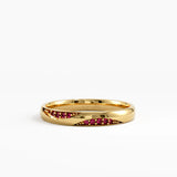 Wavy Garnet Wedding Band, solid gold ring | DiaFifth