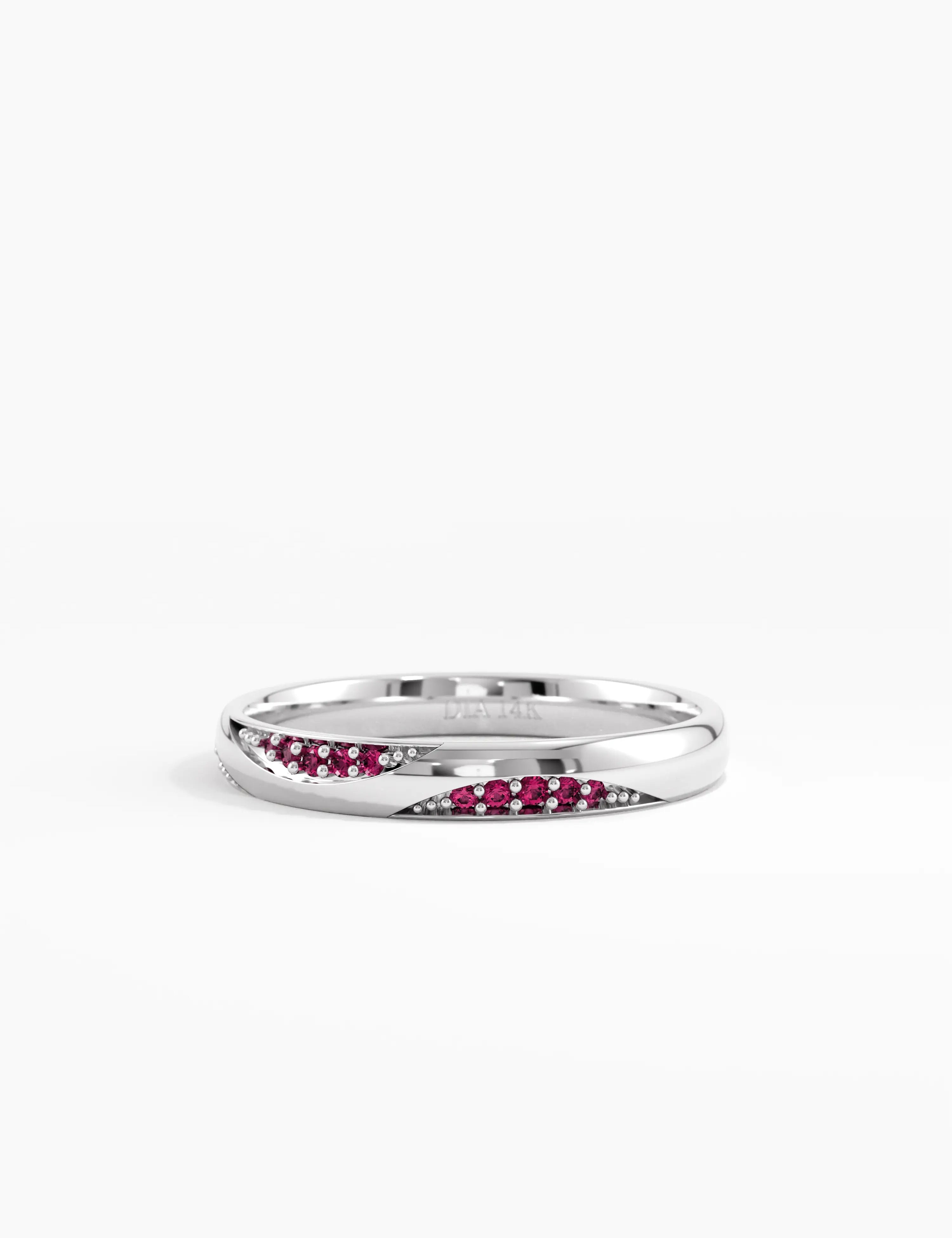 Wavy Garnet Wedding Band, solid gold ring, view 7 | DiaFifth