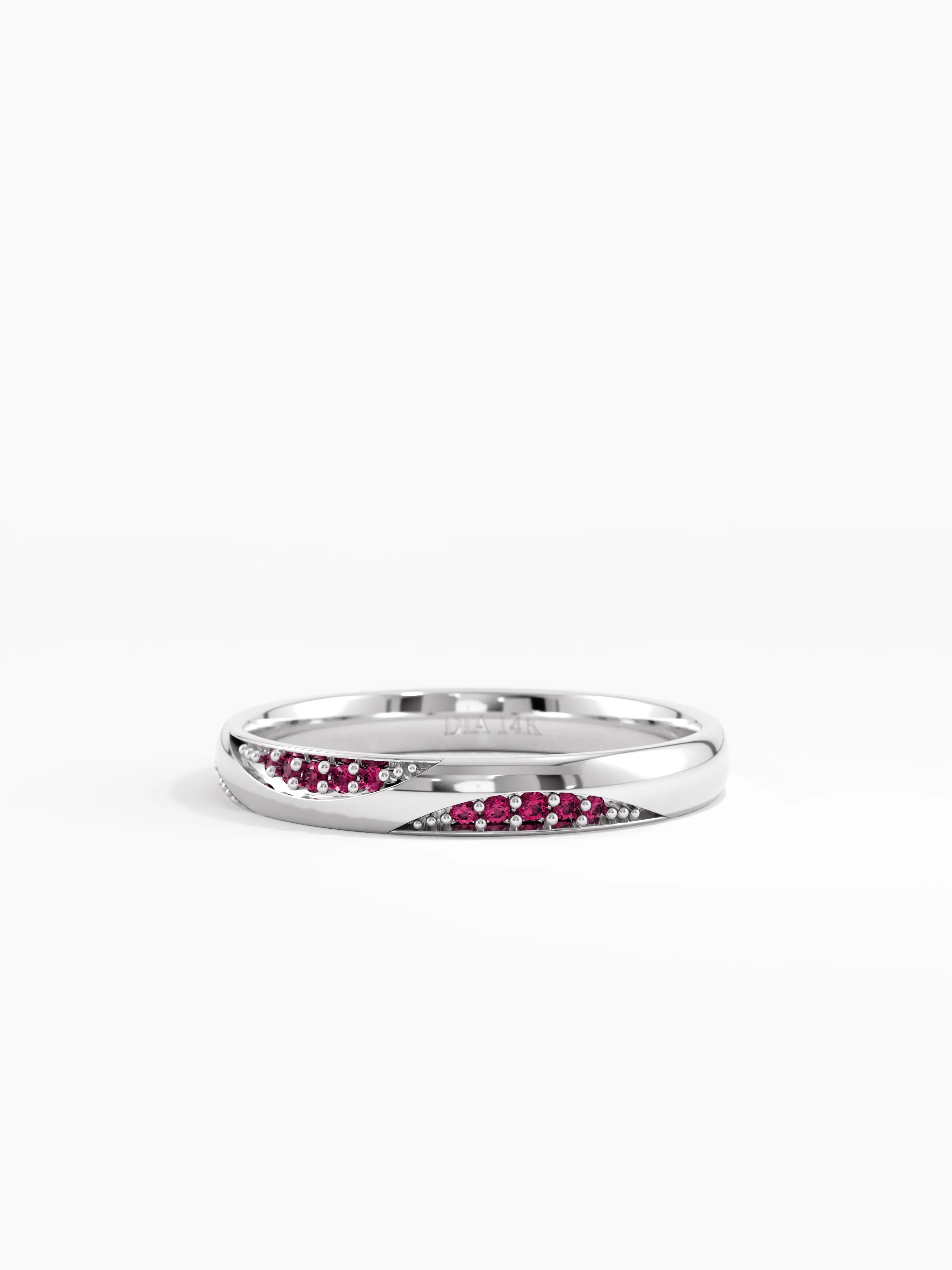 Wavy Garnet Wedding Band, solid gold ring, view 7 | DiaFifth