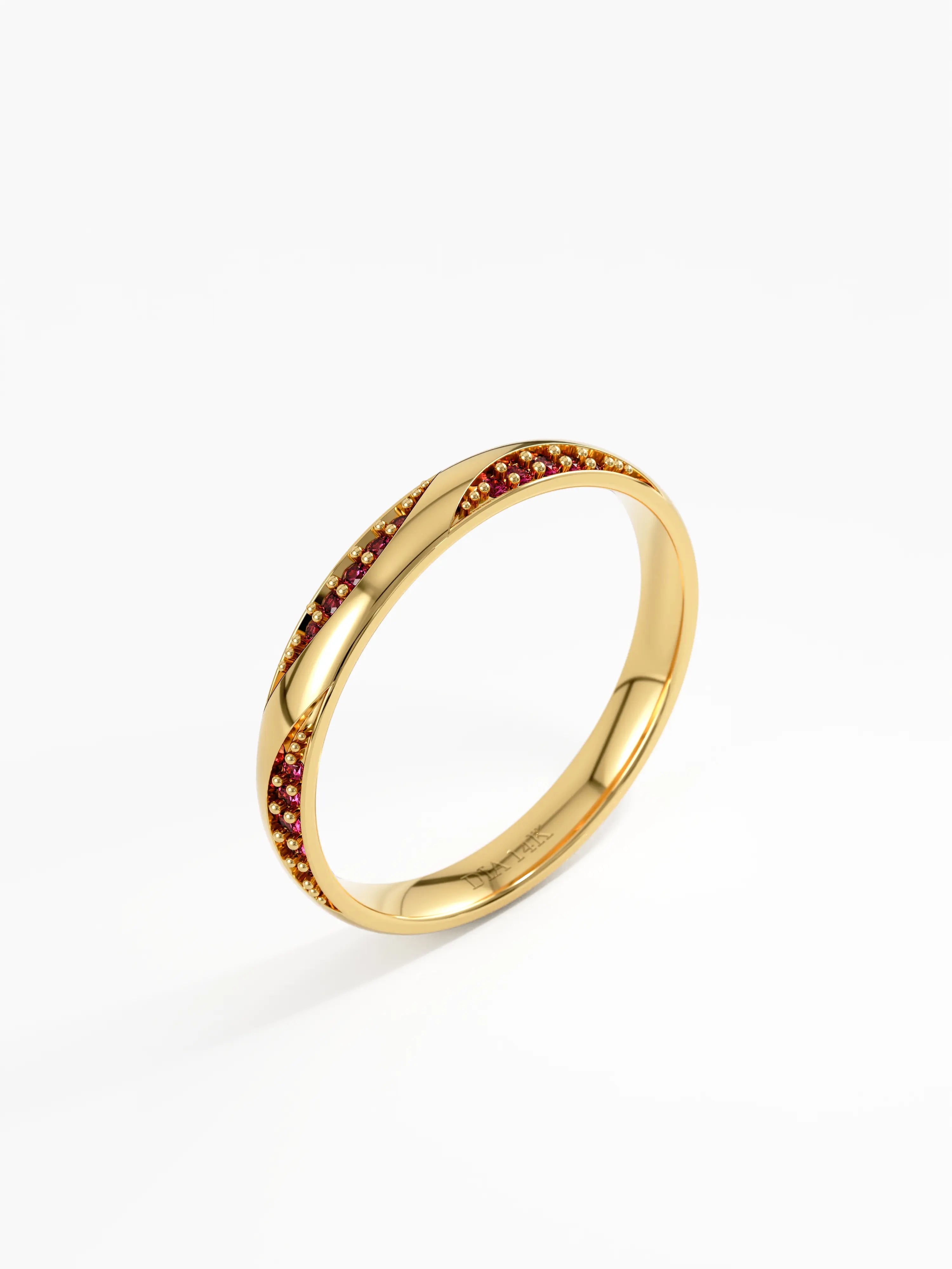 Wavy Garnet Wedding Band, solid gold ring, view 5 | DiaFifth