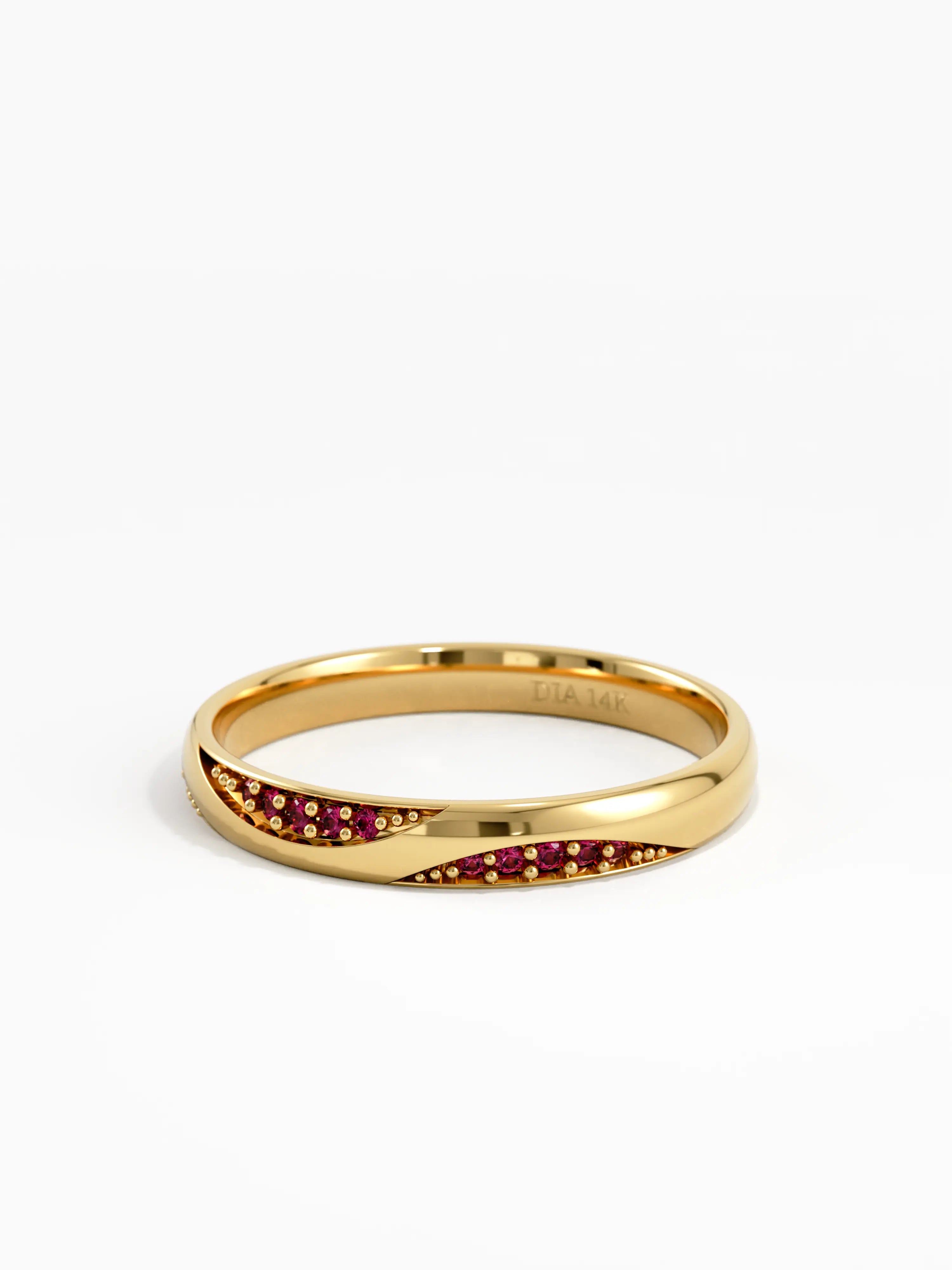 Wavy Garnet Wedding Band, solid gold ring, view 8 | DiaFifth