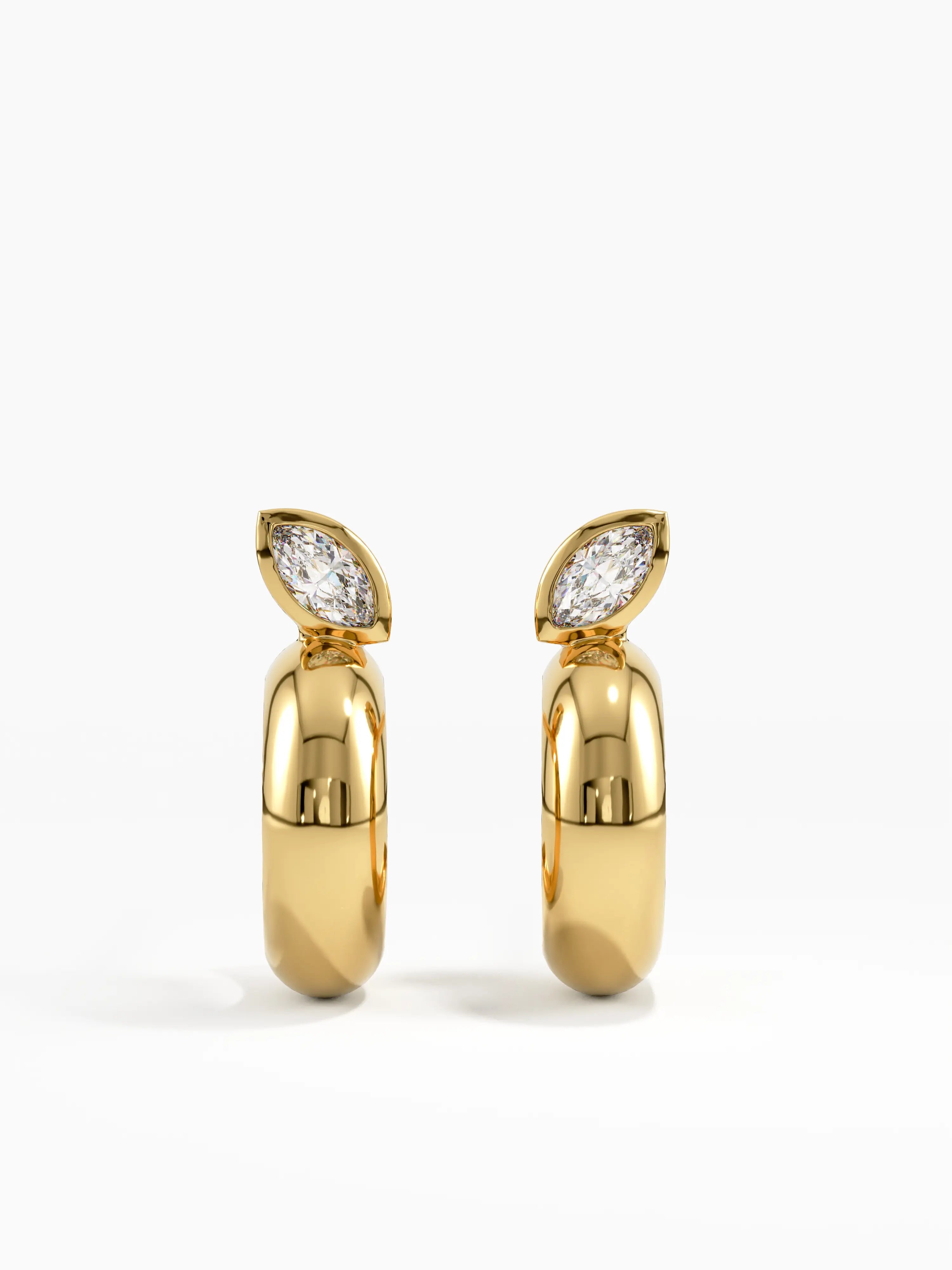 Bezel Marquise Earrings, solid gold earrings | DiaFifth