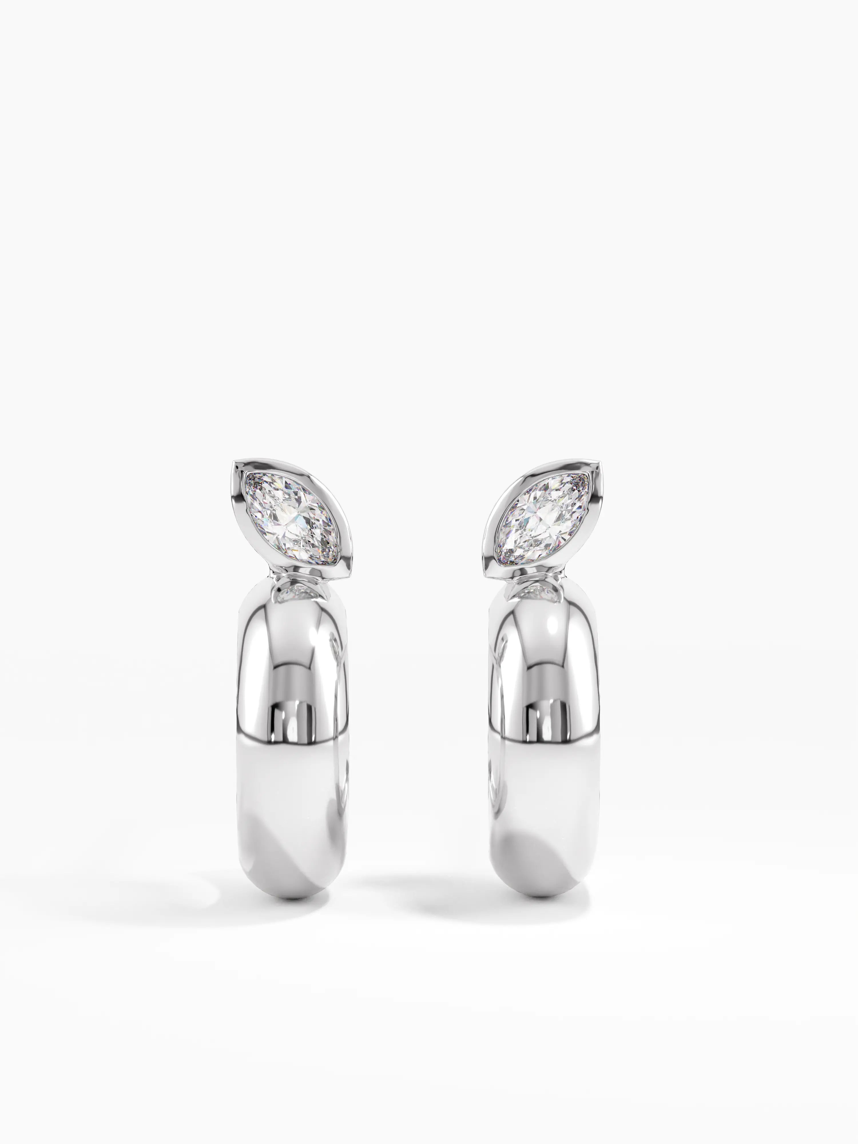 Bezel Marquise Earrings, solid gold earrings, view 4 | DiaFifth