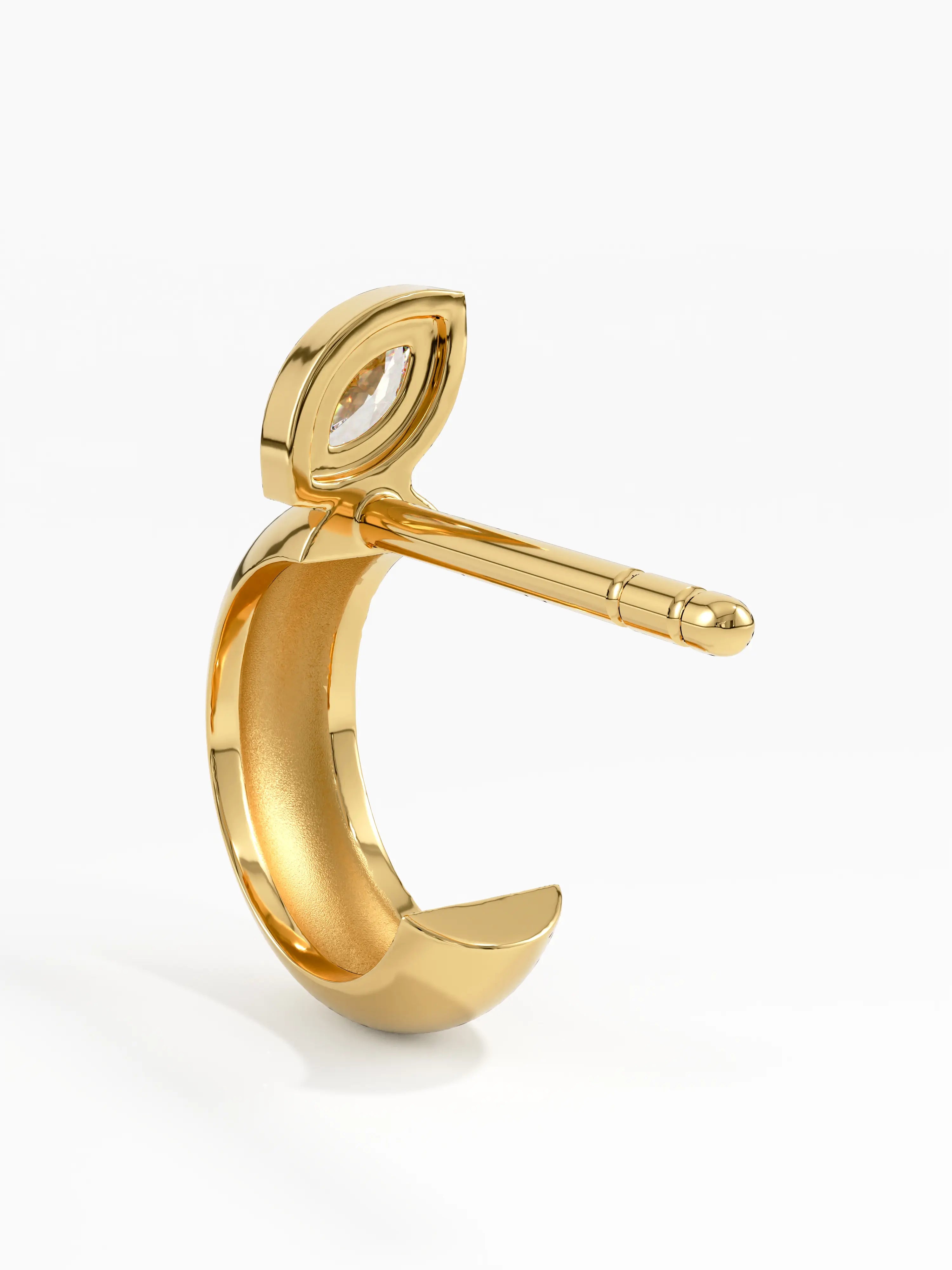 Bezel Marquise Earrings, solid gold earrings, view 7 | DiaFifth