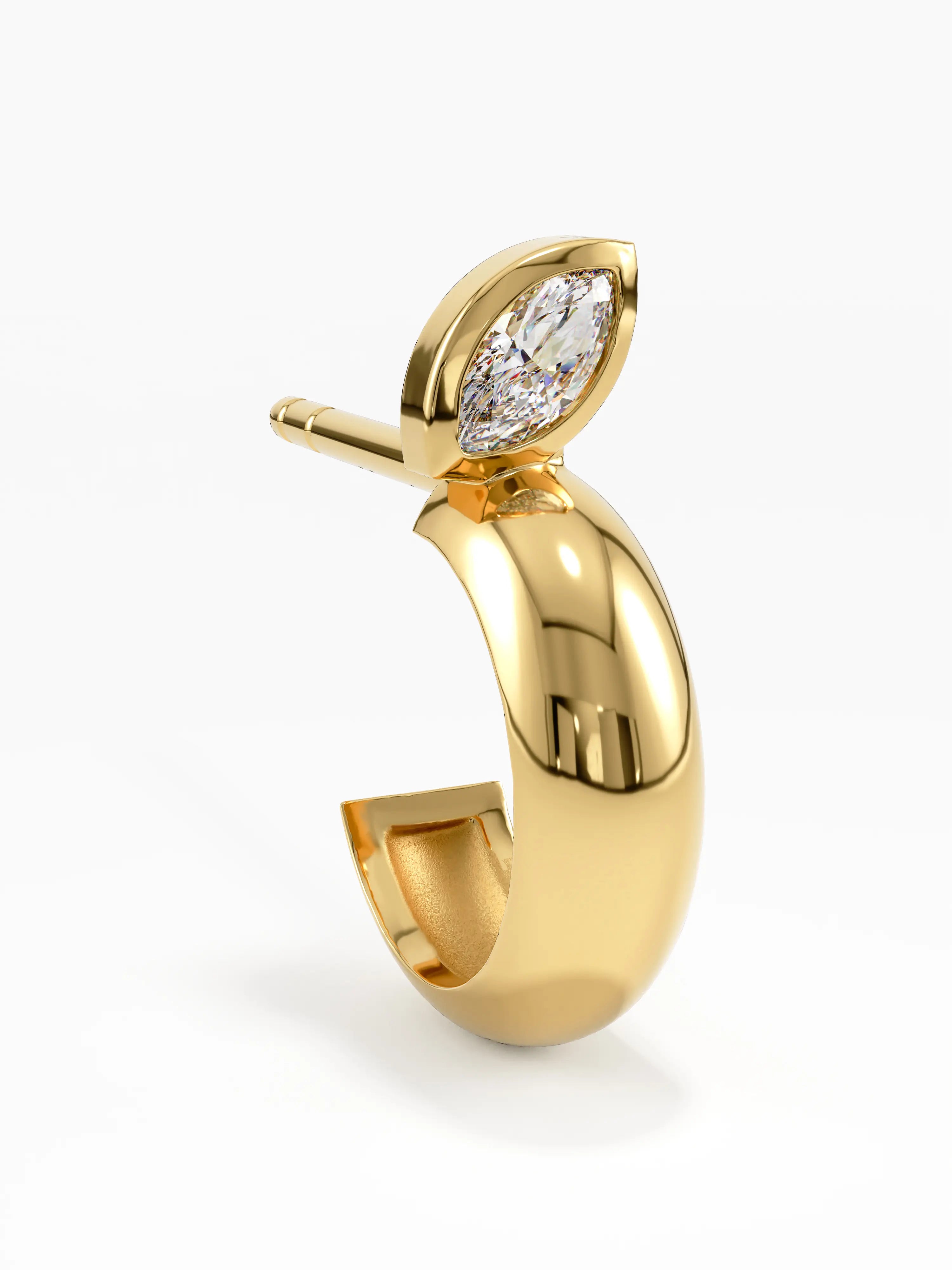 Bezel Marquise Earrings, solid gold earrings, view 2 | DiaFifth