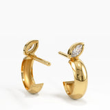 Bezel Marquise Earrings, solid gold earrings, view 6 | DiaFifth