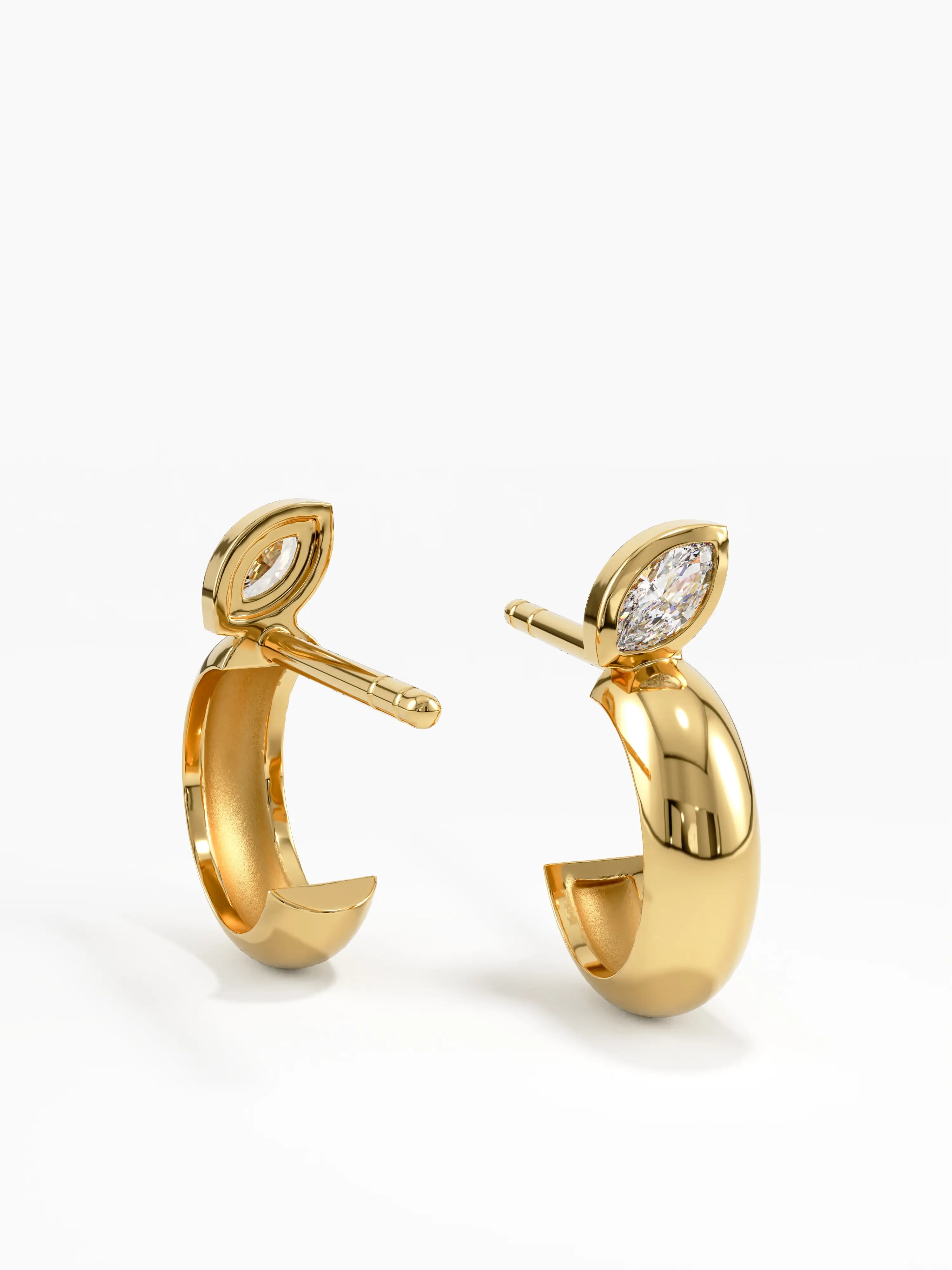 Bezel Marquise Earrings, solid gold earrings, view 6 | DiaFifth