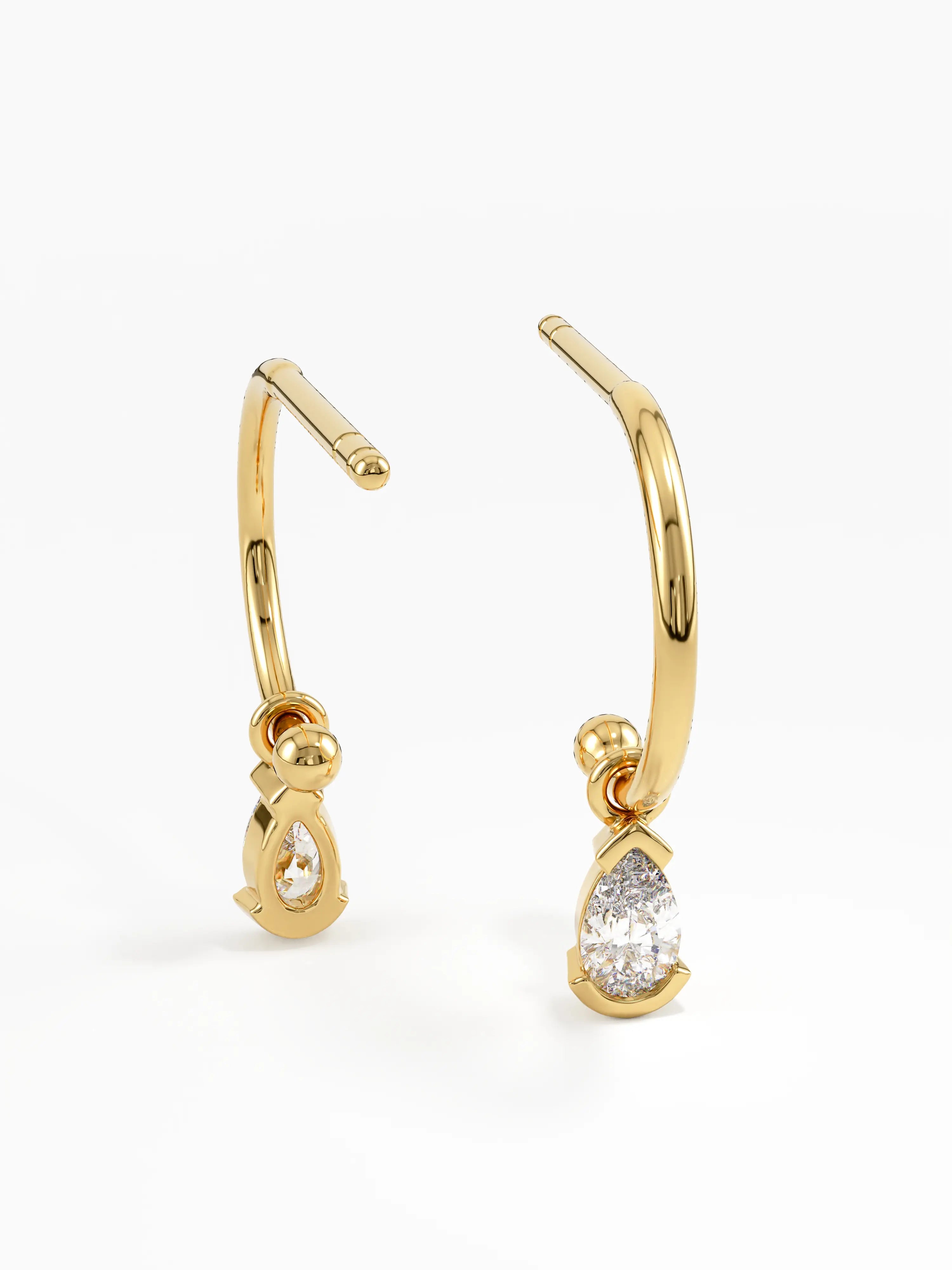 Pear Stud Earrings, solid gold earrings, view 6 | DiaFifth
