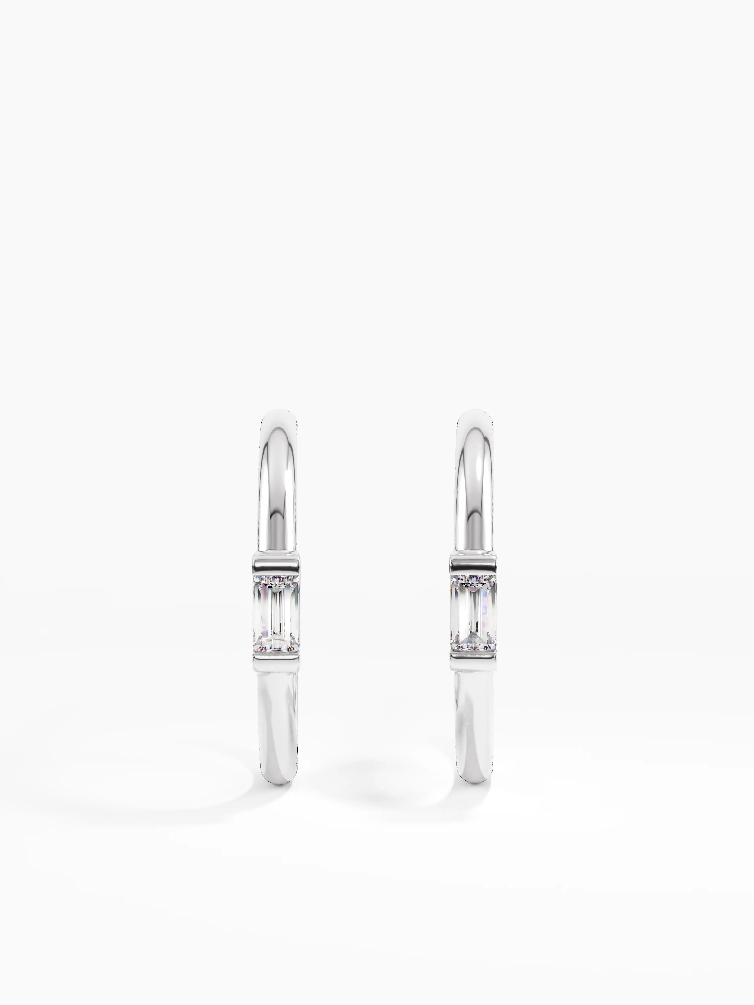 Baguette Stud Earrings, solid gold earrings, view 4 | DiaFifth