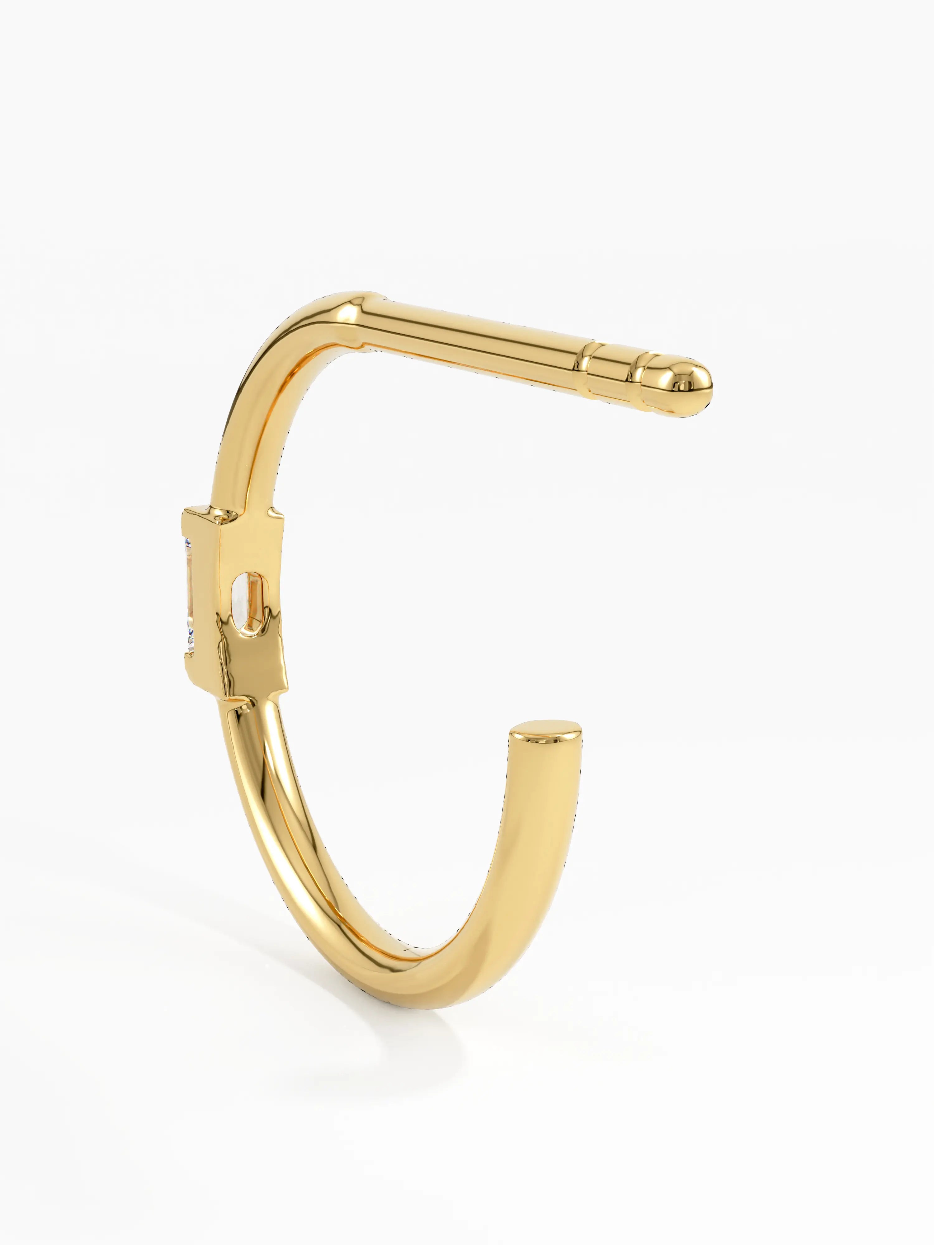 Baguette Stud Earrings, solid gold earrings, view 7 | DiaFifth