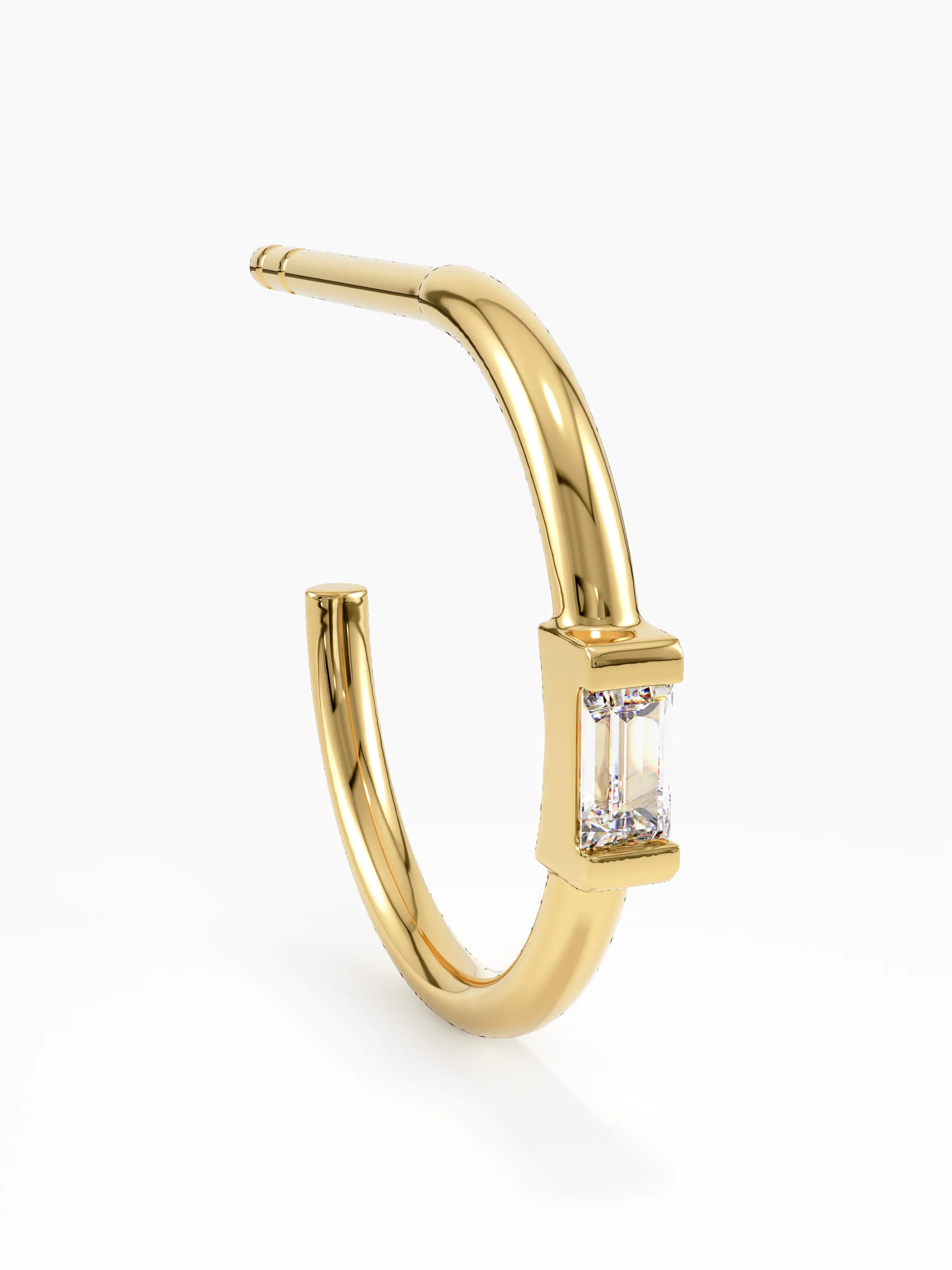Baguette Stud Earrings, solid gold earrings, view 2 | DiaFifth
