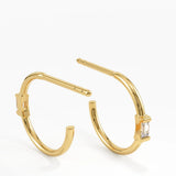 Baguette Stud Earrings, solid gold earrings, view 6 | DiaFifth