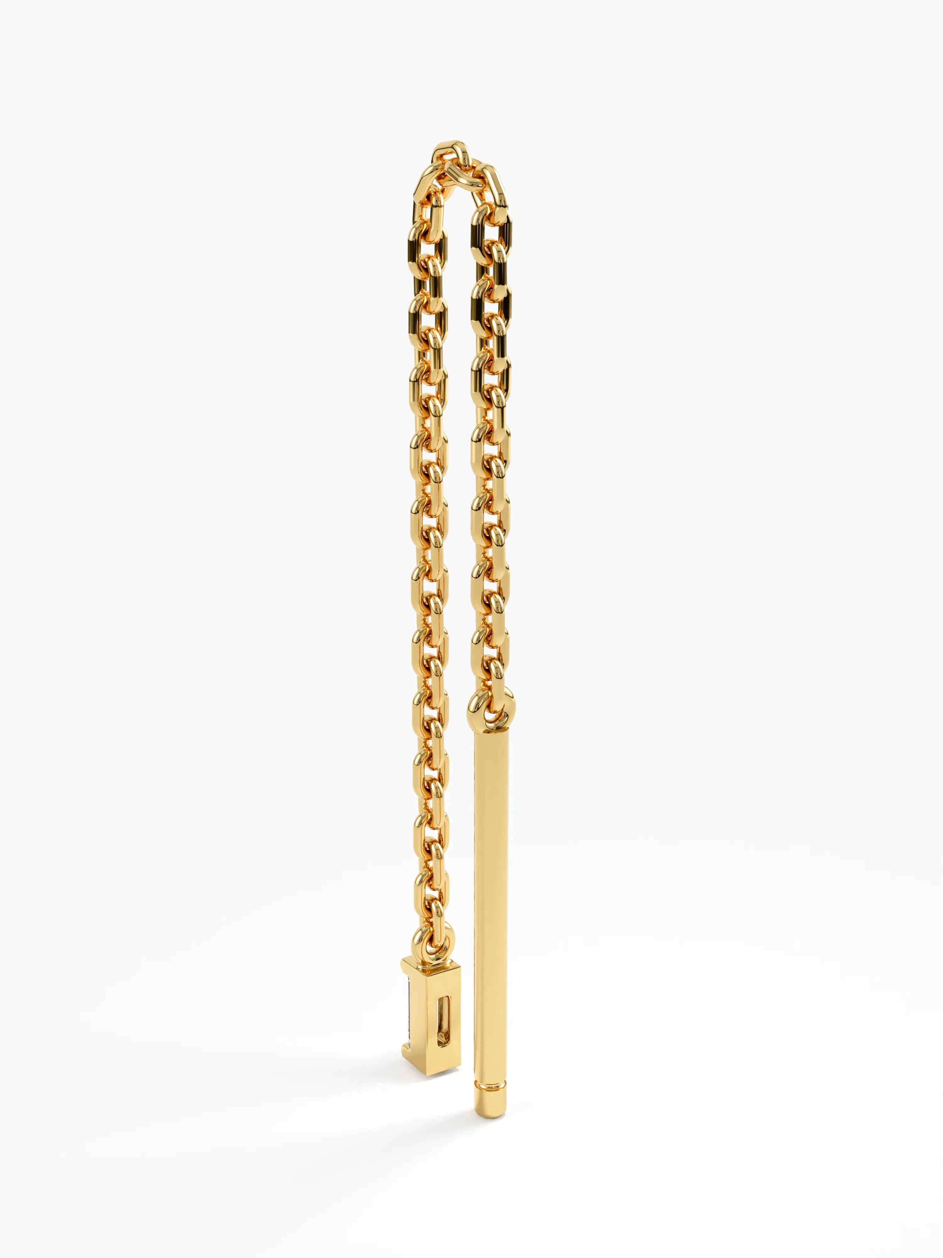 Threader Baguette Earrings, solid gold earrings, view 7 | DiaFifth