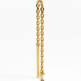 Threader Baguette Earrings, solid gold earrings, view 2 | DiaFifth