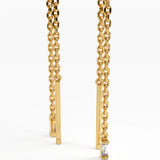 Threader Baguette Earrings, solid gold earrings, view 6 | DiaFifth
