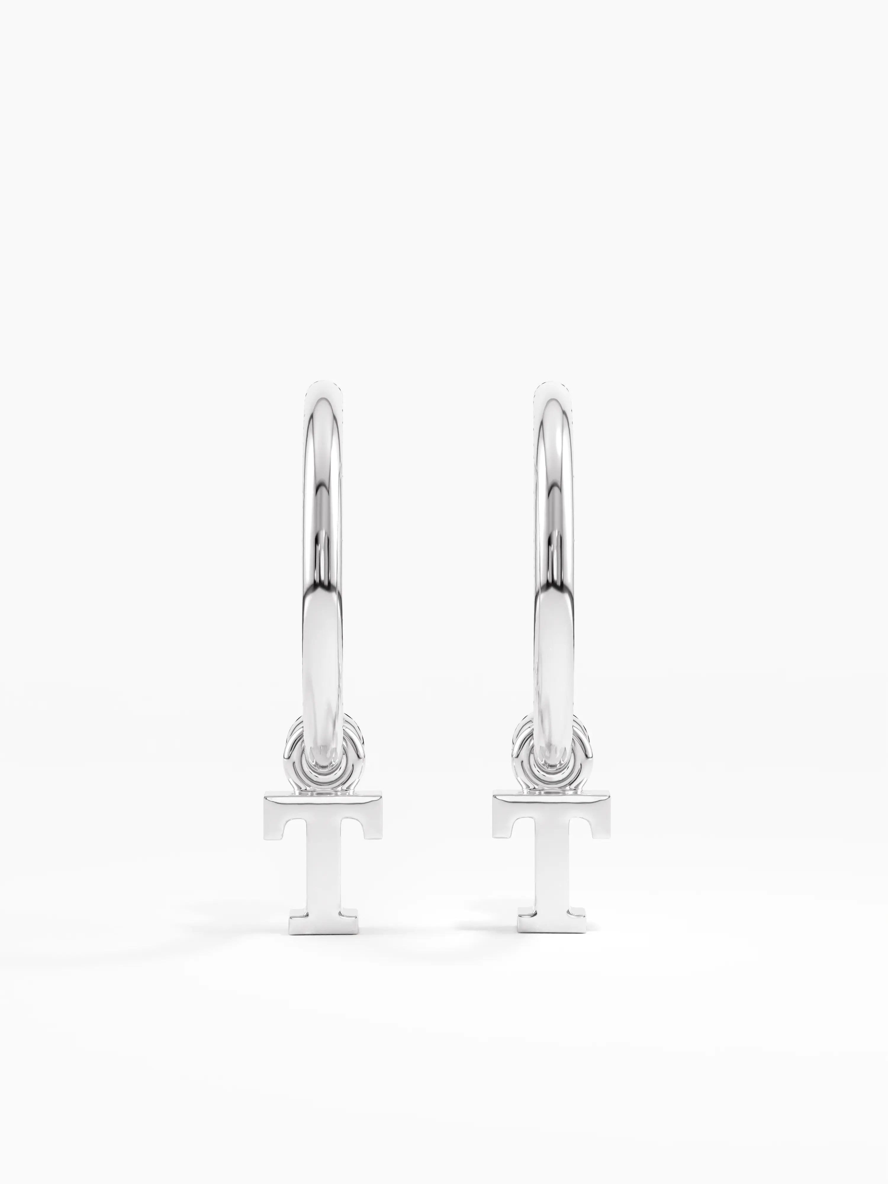 Dangle Initial Stud Earring, solid gold earrings, view 2 | DiaFifth