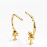 Dangle Initial Stud Earring, solid gold earrings, view 7 | DiaFifth