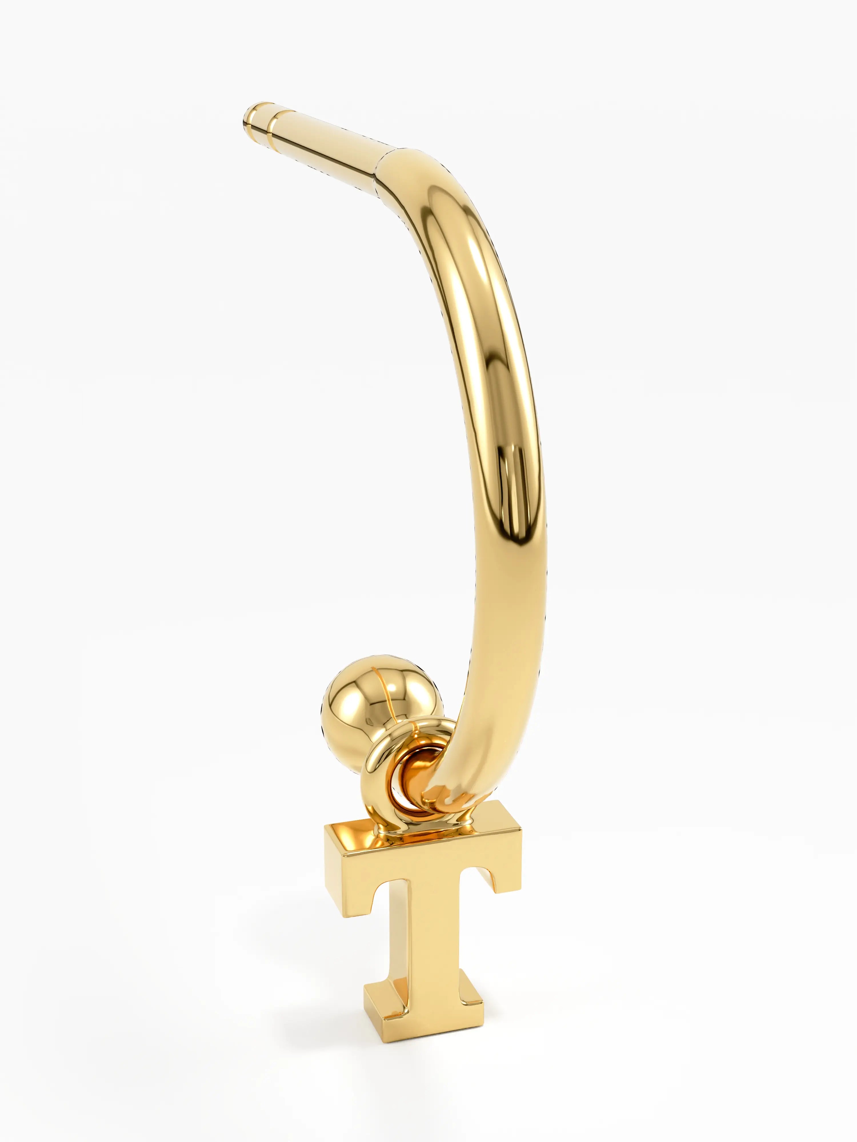 Dangle Initial Stud Earring, solid gold earrings, view 4 | DiaFifth