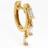 Dangle Baguette Hoops, solid gold earrings, view 2 | DiaFifth