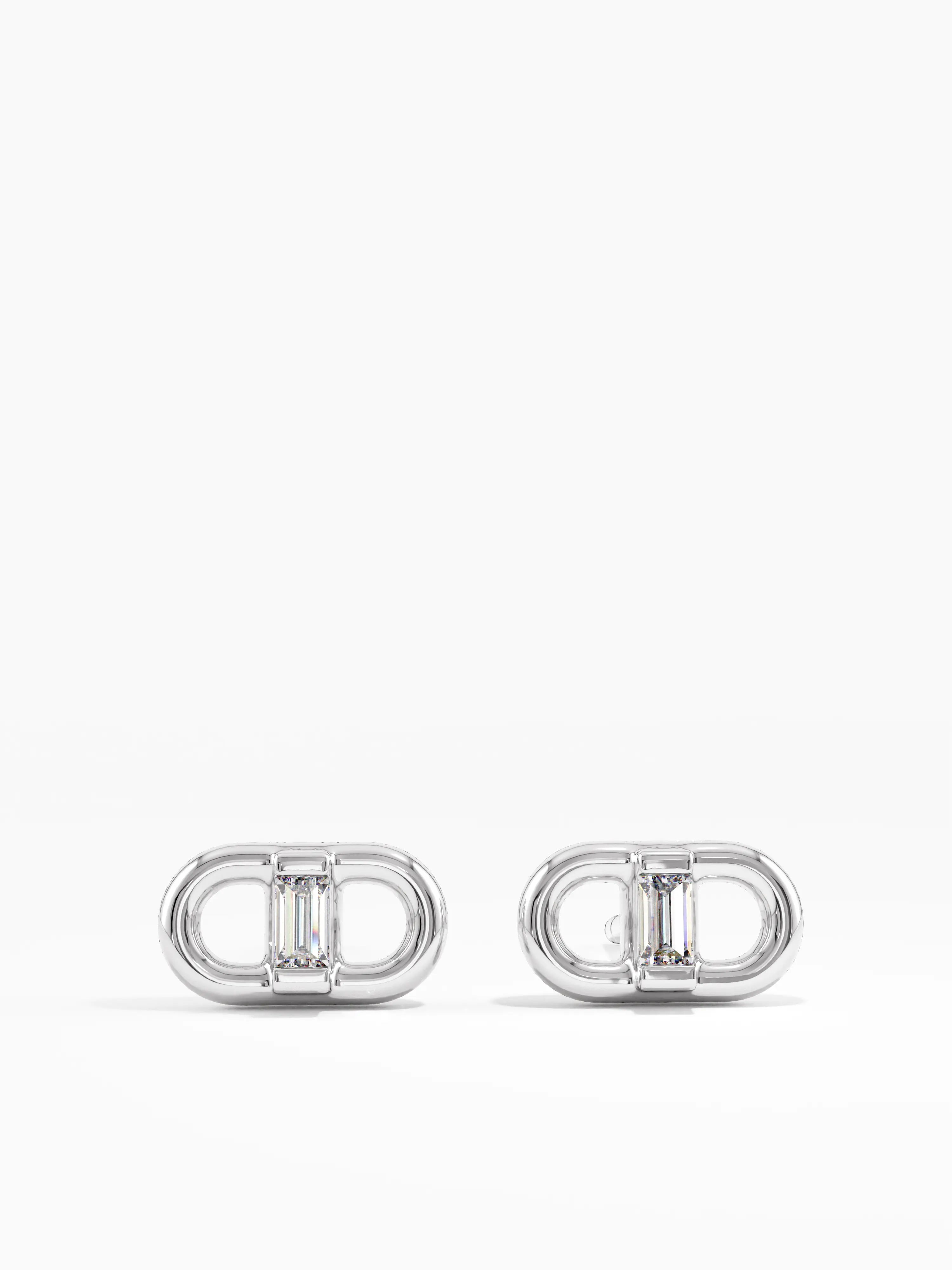 Baguette Stud Earring, solid gold earrings, view 4 | DiaFifth
