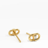 Baguette Stud Earring, solid gold earrings, view 6 | DiaFifth