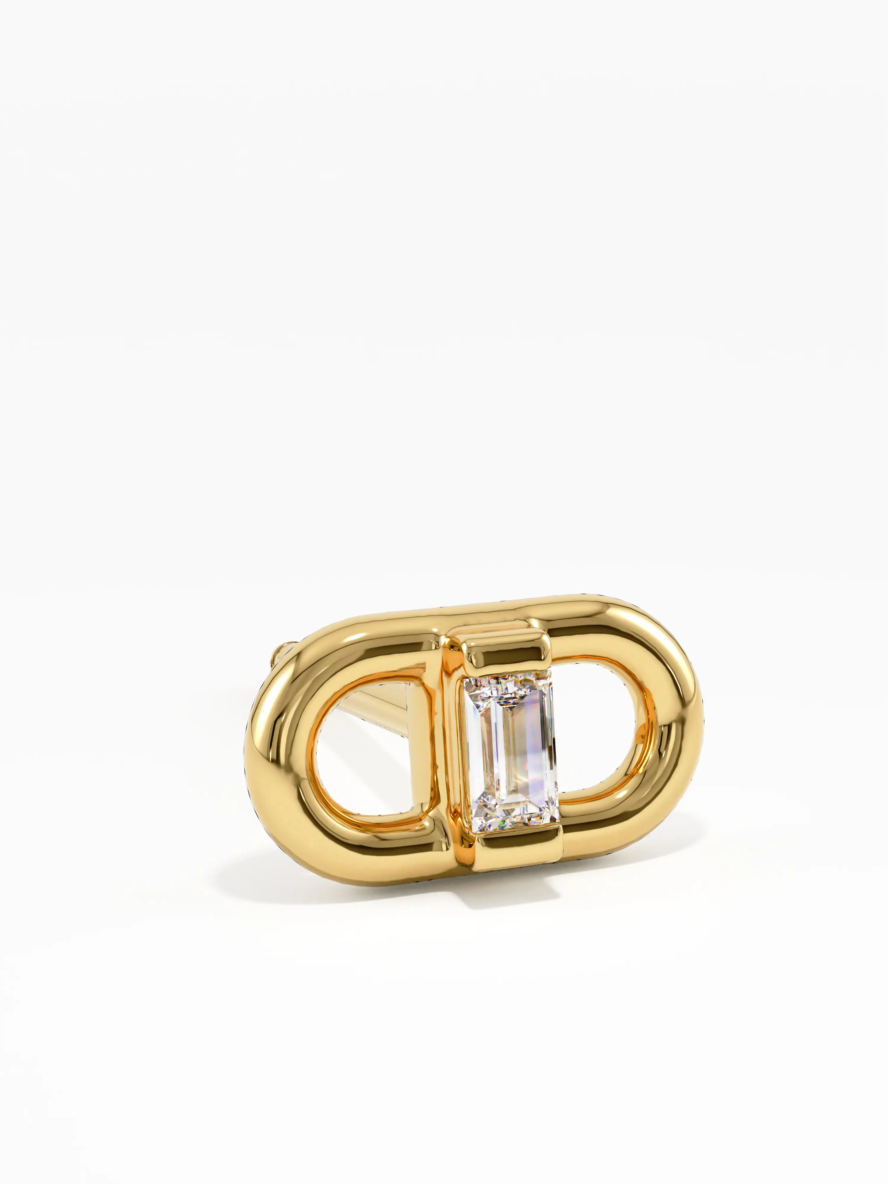 Baguette Stud Earring, solid gold earrings, view 2 | DiaFifth
