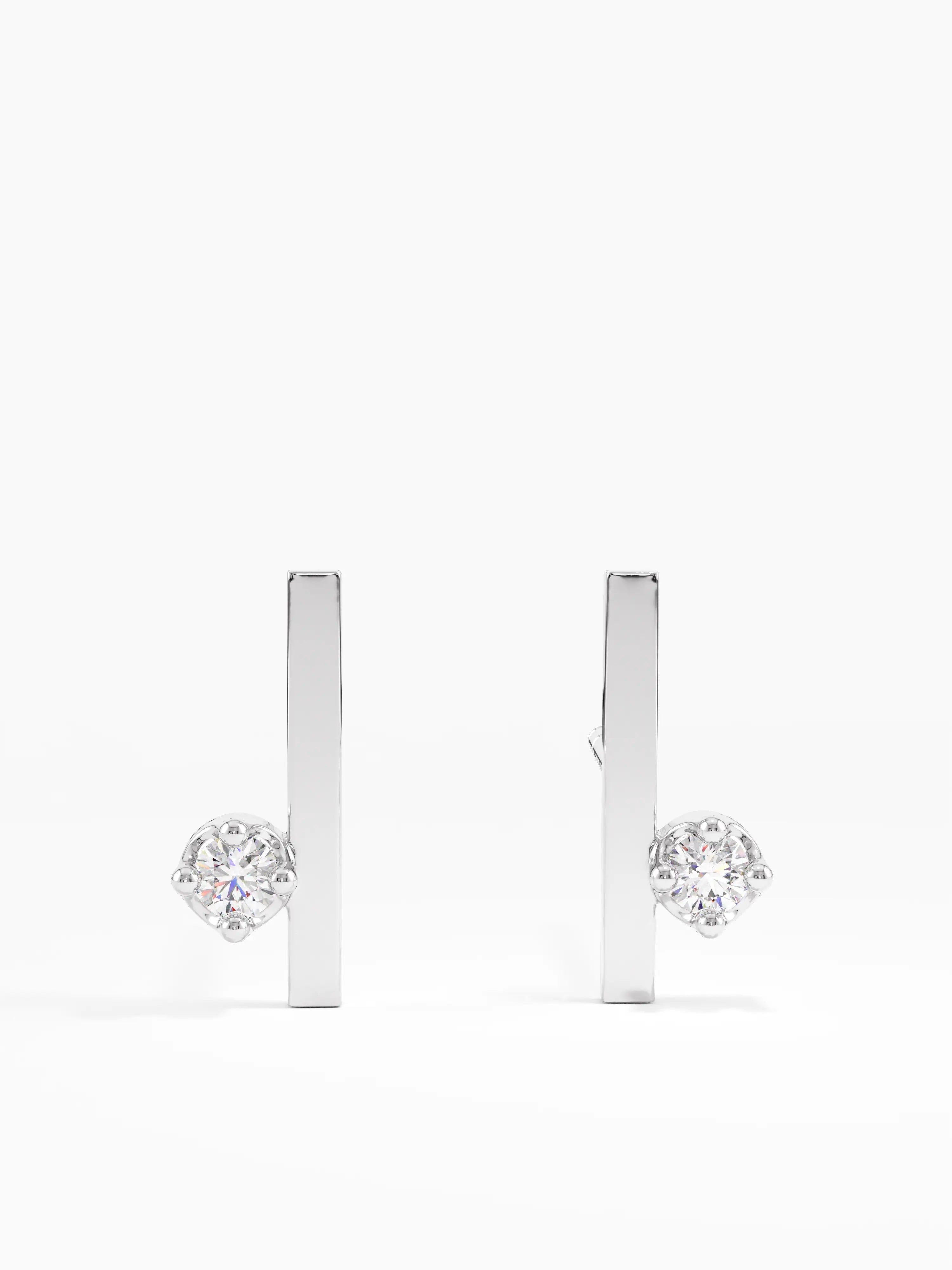 Bar Stud Earrings, solid gold earrings, view 4 | DiaFifth