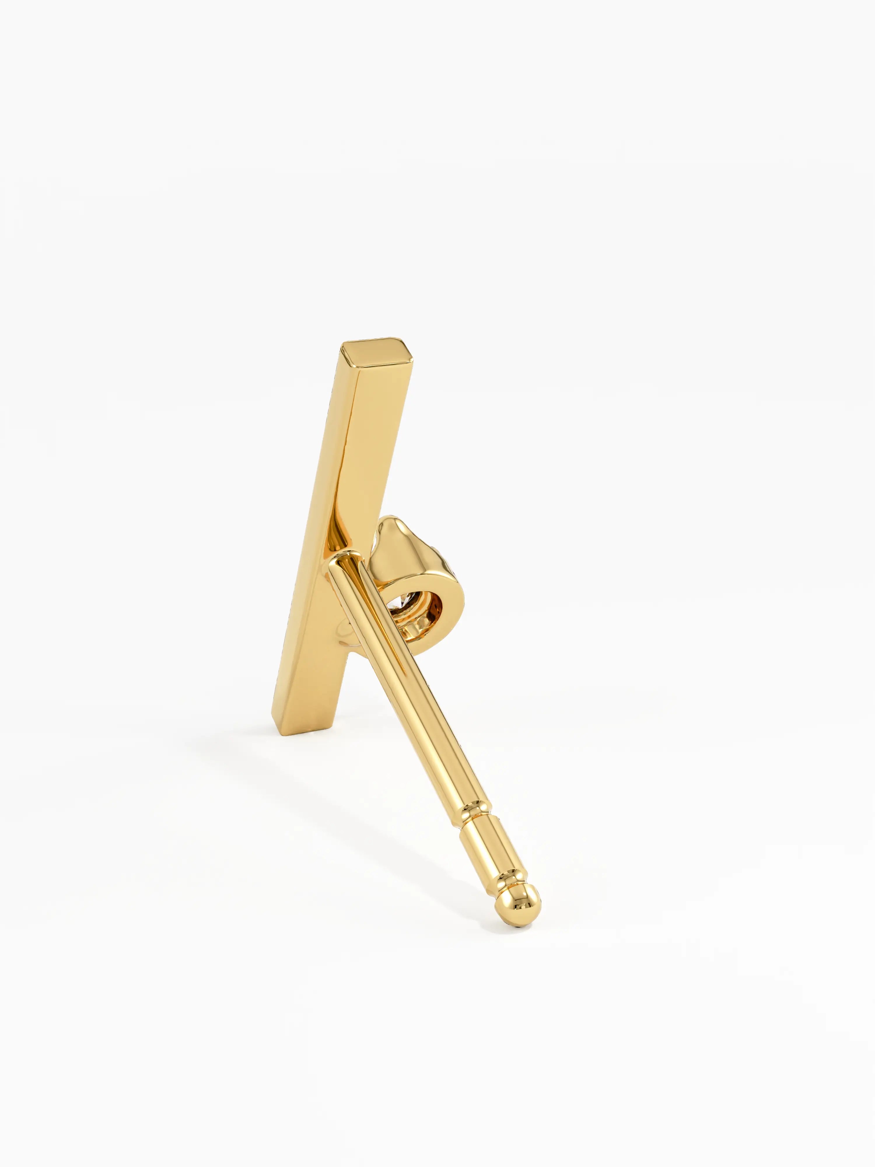 Bar Stud Earrings, solid gold earrings, view 7 | DiaFifth
