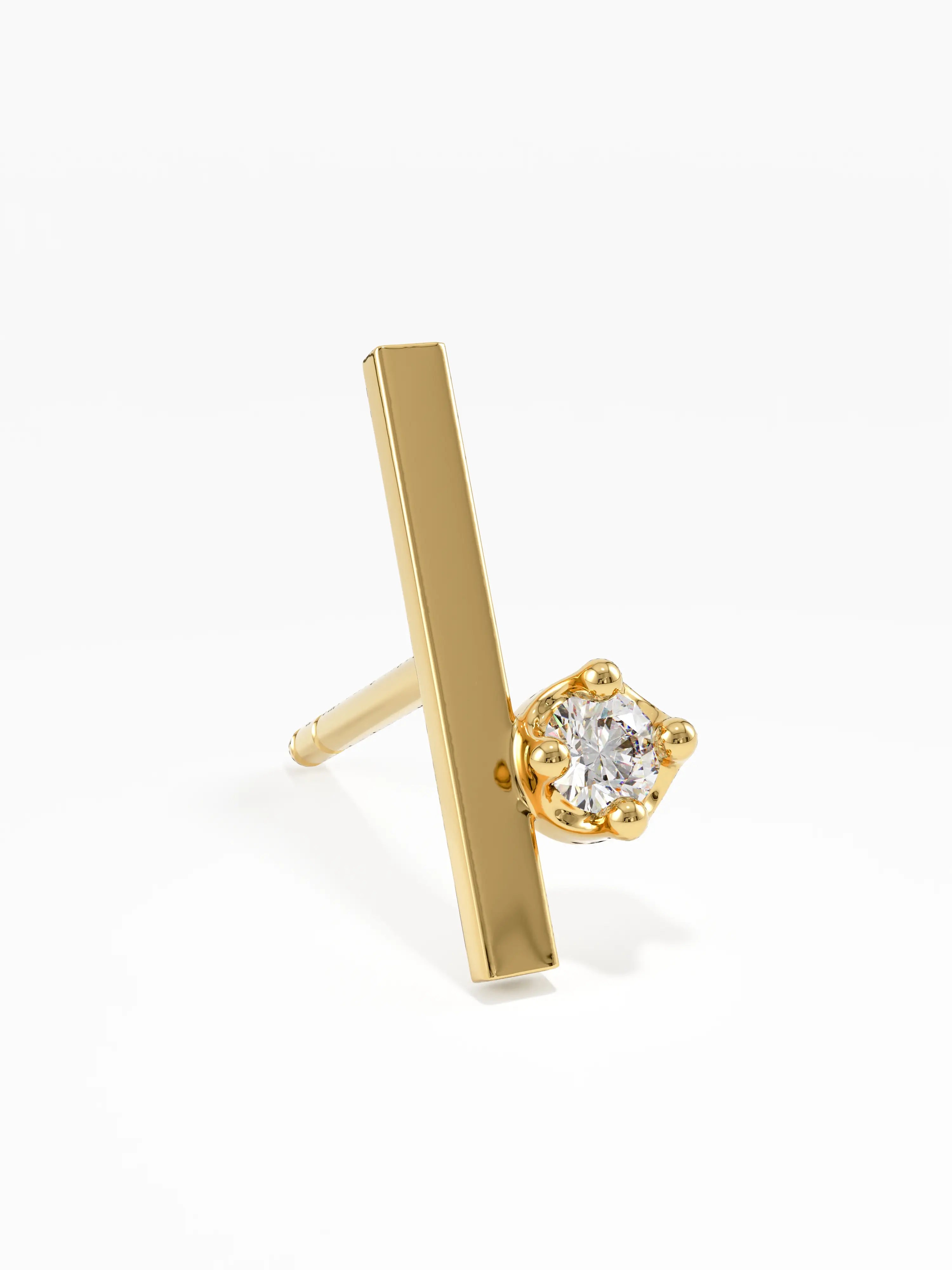 Bar Stud Earrings, solid gold earrings, view 2 | DiaFifth