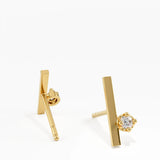 Bar Stud Earrings, solid gold earrings, view 6 | DiaFifth