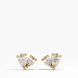 Pear Cluster Stud Earrings, solid gold earrings | DiaFifth