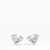 Pear Cluster Stud Earrings, solid gold earrings, view 4 | DiaFifth