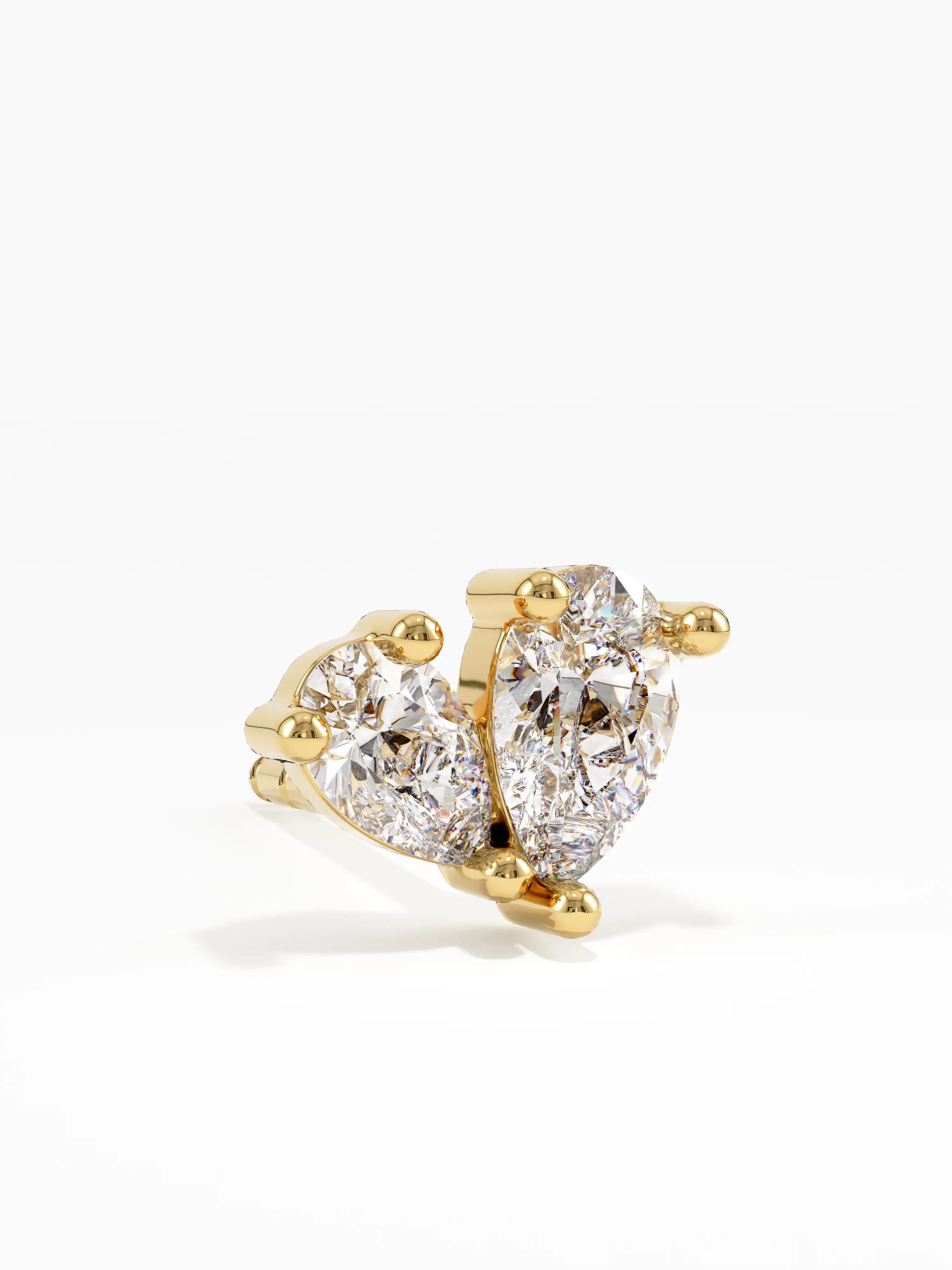 Pear Cluster Stud Earrings, solid gold earrings, view 2 | DiaFifth