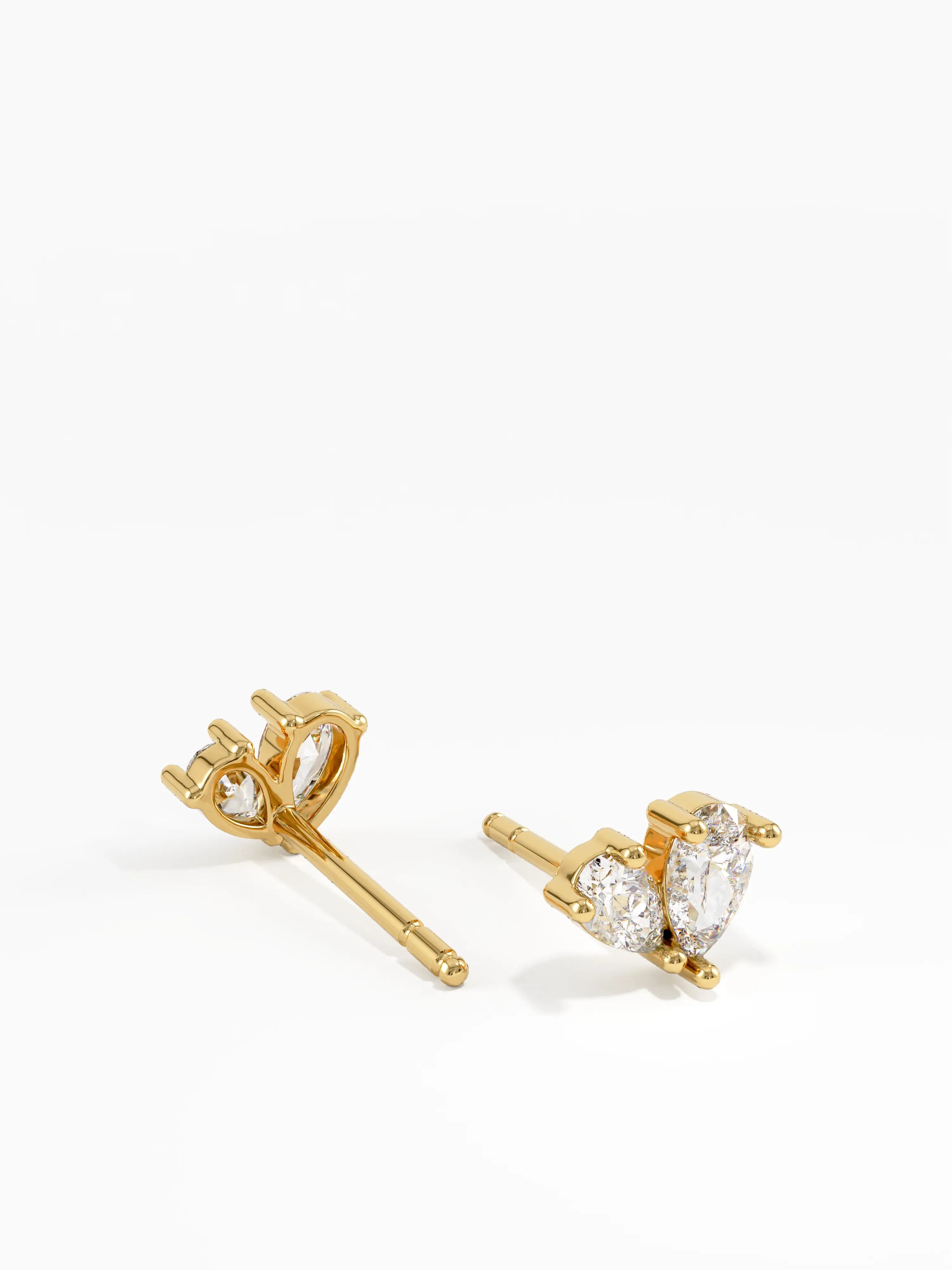 Pear Cluster Stud Earrings, solid gold earrings, view 7 | DiaFifth