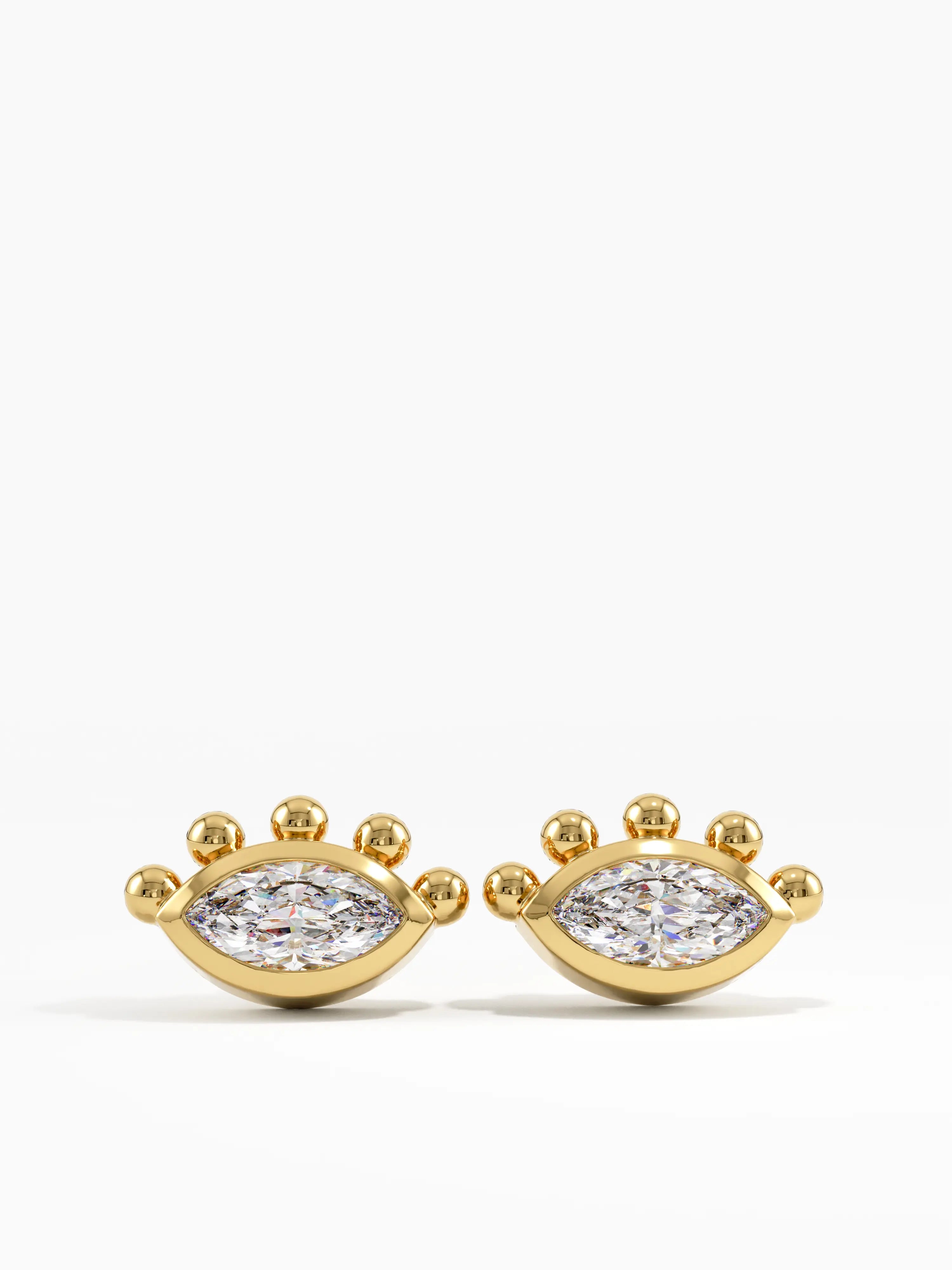 Evil Eye Stud Earrings, solid gold earrings | DiaFifth